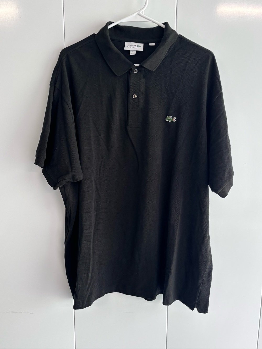 Lacoste Classic Fit Polo Shirt Men's 4XL Big & Tall Black Cotton FA10615